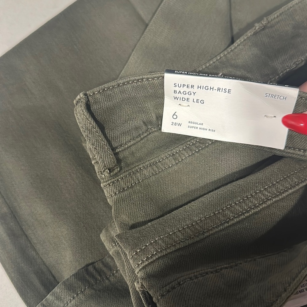 American Eagle Dreamy Drape Stretch Super High-Waisted Baggy Wide-Leg Pant.
